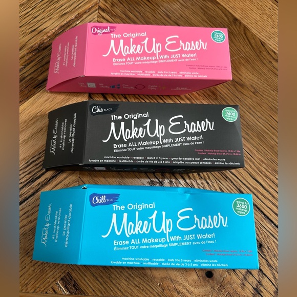 MakeUp Eraser Other - Set of 3 MakeUp Erasers (Full Size) – NEW – Pink, Black, Blue